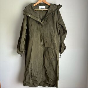 Ganni Oversized Ripstop Hooded Parka Coat Size 32